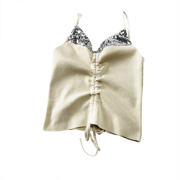 Modern női felső, vékony pántokkal és flitterekkel, három színben