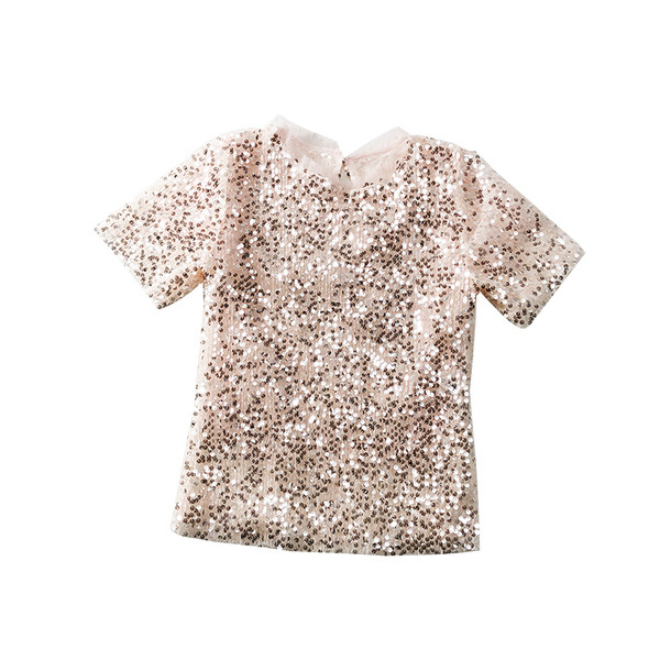 Modern női blúz rövid ujjal és flitterekkel, négy színben