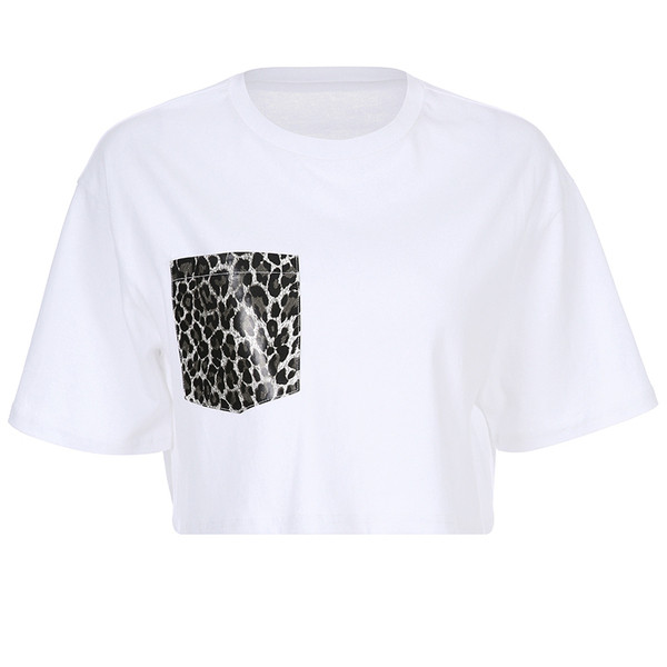 Jelenlegi rövid, zsebes női póló fehér - széles modellben