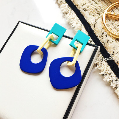 Női alkalmi fülbevaló kék és narancs színben