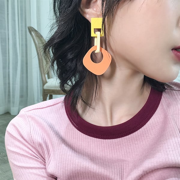 Női alkalmi fülbevaló kék és narancs színben