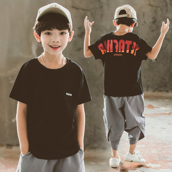 Детска ежедневна тениска за момчета в бял и черен цвят