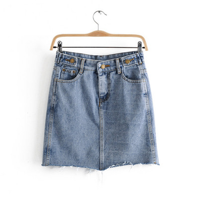 Stílusos női szoknya kék színben, szakadt motívumokkal