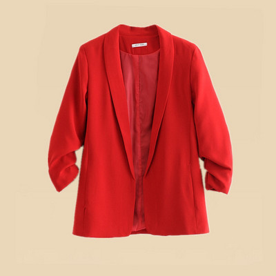 Стилно дамско сако в червен и сив цвят