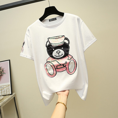 Modern női póló fekete-fehér rátéttel