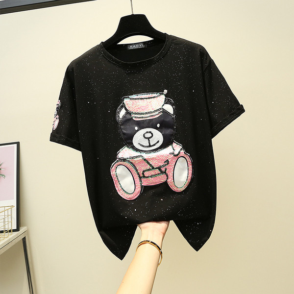 Modern női póló fekete-fehér rátéttel