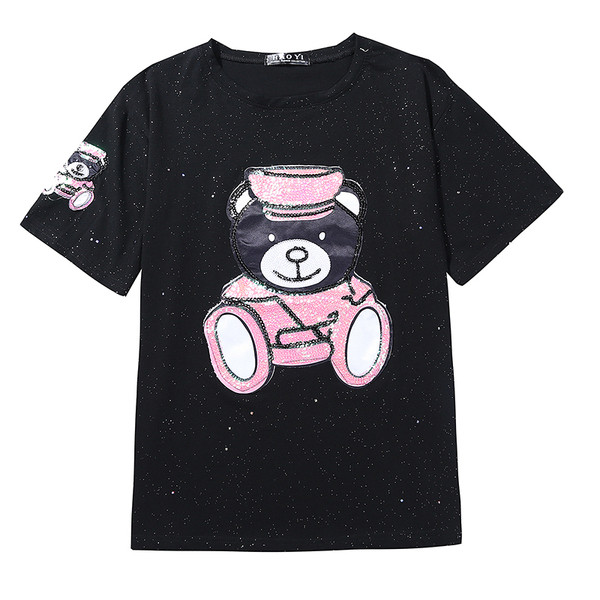 Modern női póló fekete-fehér rátéttel