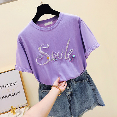 Modern női póló flitterekkel, három színben