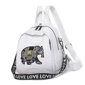 Női alkalmi hátizsák fehér és fekete hímzéssel