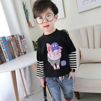 Детска блуза за момчета в два цвята с апликация 