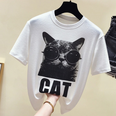 Hétköznapi női blúz, rövid ujjú, három színben nyomott mintával