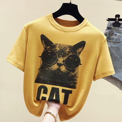 Hétköznapi női blúz, rövid ujjú, három színben nyomott mintával