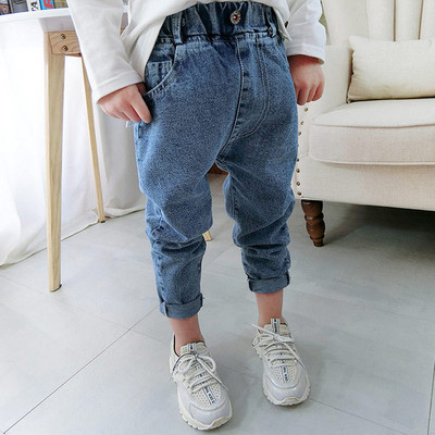 Детски модерни дънки за момчета с копче и джобове
