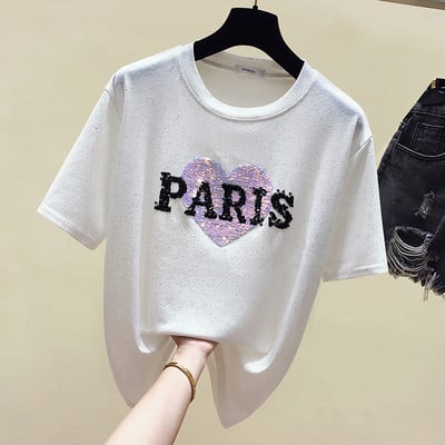 Modern női blúz O-nyakkal és flitterekkel, három színben