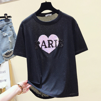 Modern női blúz O-nyakkal és flitterekkel, három színben