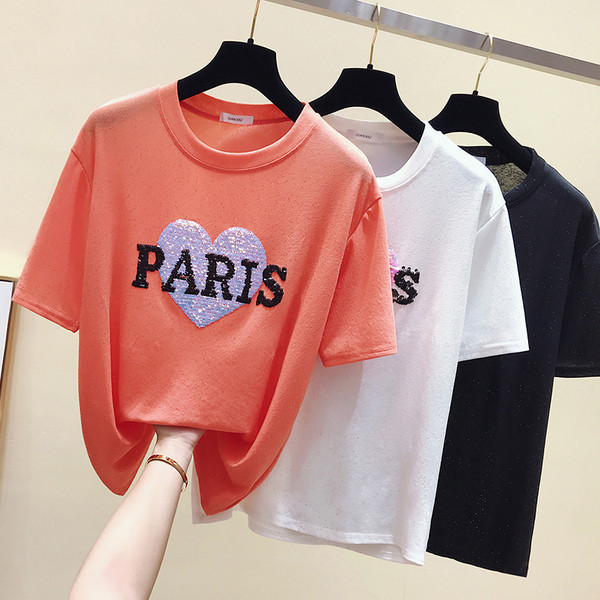 Modern női blúz O-nyakkal és flitterekkel, három színben