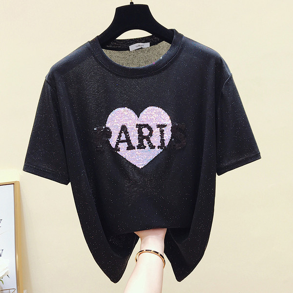 Modern női blúz O-nyakkal és flitterekkel, három színben