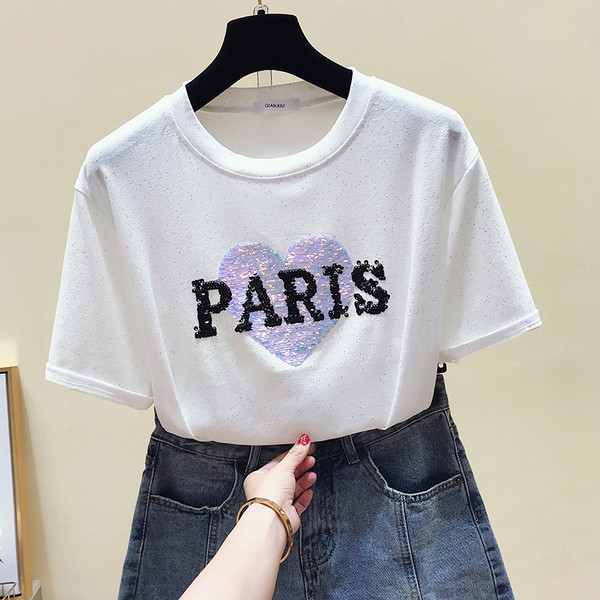 Modern női blúz O-nyakkal és flitterekkel, három színben