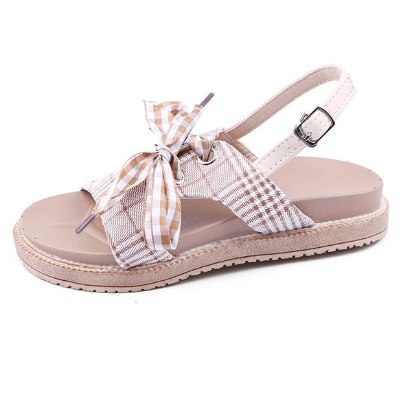 Modern női kockás szandál két színben, lapos talppal