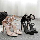 Stílusos női magas sarkú cipő díszkövekkel, két színben