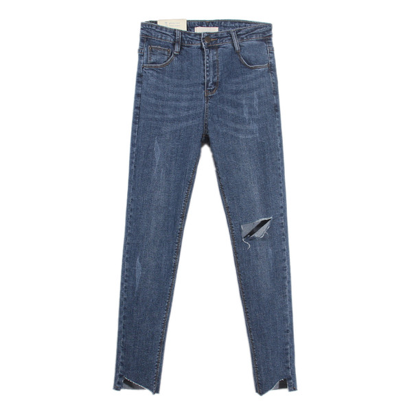 Blugi moderni de dama in albastru si negru cu motive rupte