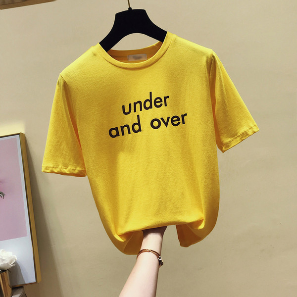 Tricou casual dama cu inscriptie in mai multe culori si decolteu O