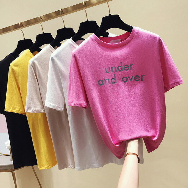 Tricou casual dama cu inscriptie in mai multe culori si decolteu O