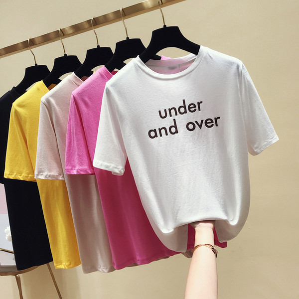 Tricou casual dama cu inscriptie in mai multe culori si decolteu O