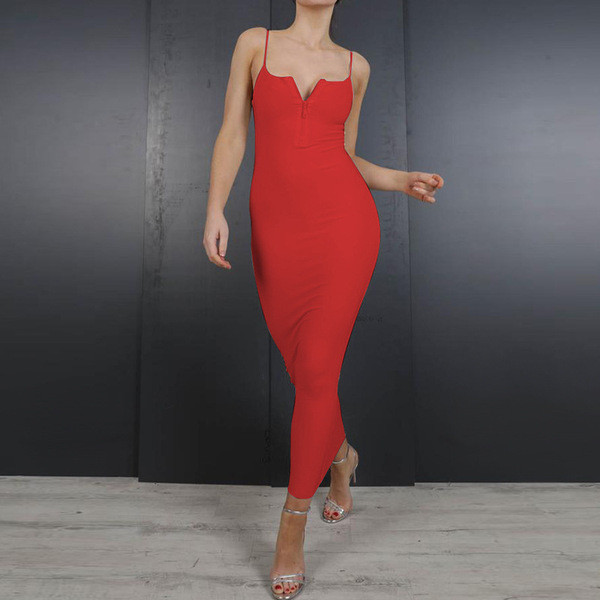 Alkalmi női ruha vékony pántokkal, cipzárral több színben