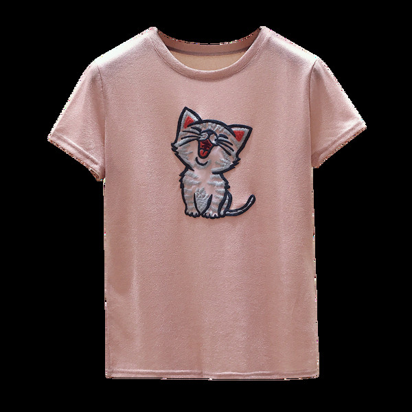 Modern női póló rátéttel és hímzéssel, két színben