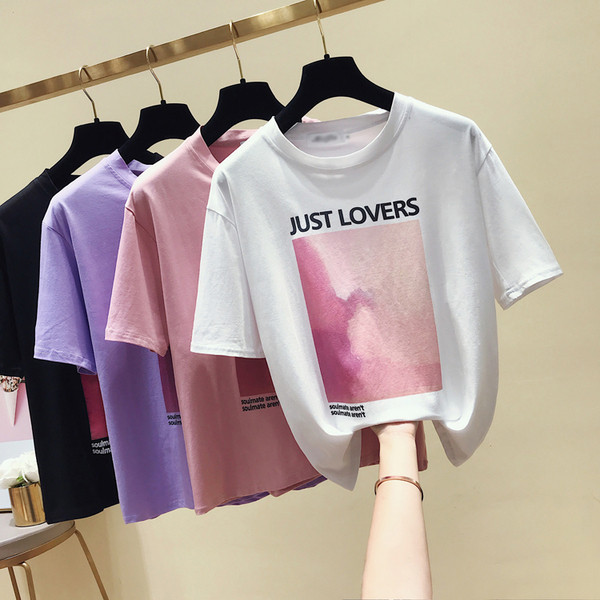 Modern női póló felirattal és applikációval négy színben