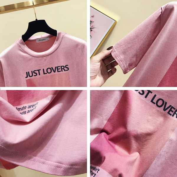 Modern női póló felirattal és applikációval négy színben