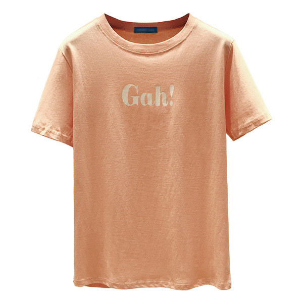 Modern női póló három színben feliratos O-nyakkal