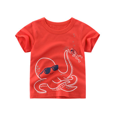 Детска тениска за момчета с О-образно деколте и апликация 