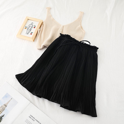 Fusta de dama moderna plisata in trei culori