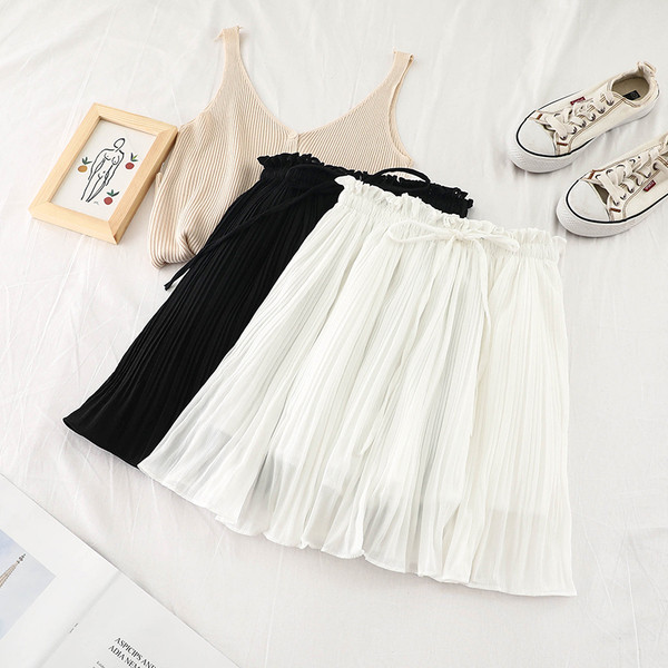 Fusta de dama moderna plisata in trei culori