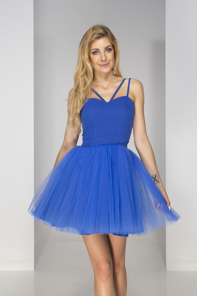 Rochie moderna de dama cu tul si bretele subtiri in mai multe culori