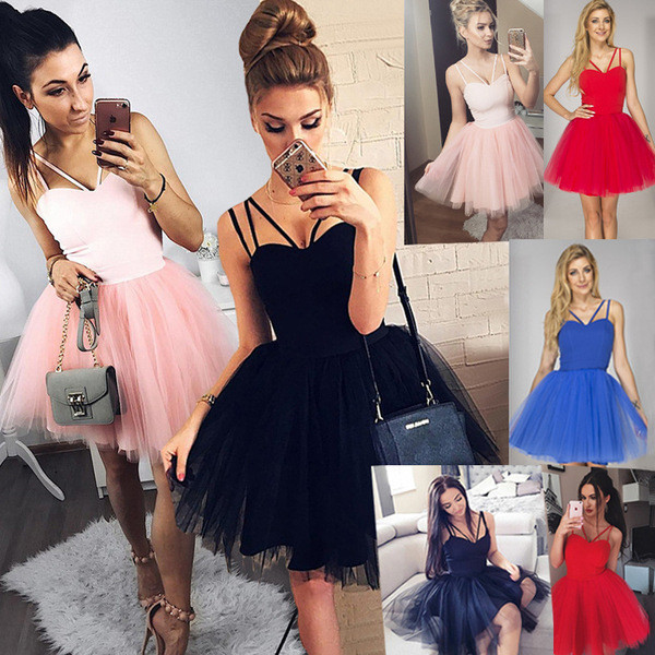 Rochie moderna de dama cu tul si bretele subtiri in mai multe culori