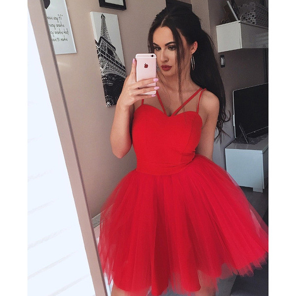 Rochie moderna de dama cu tul si bretele subtiri in mai multe culori