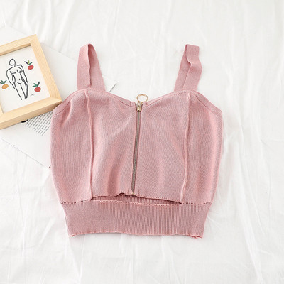 Top scurt de dama cu element de fermoar in mai multe culori