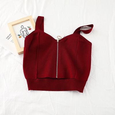 Top scurt de dama cu element de fermoar in mai multe culori