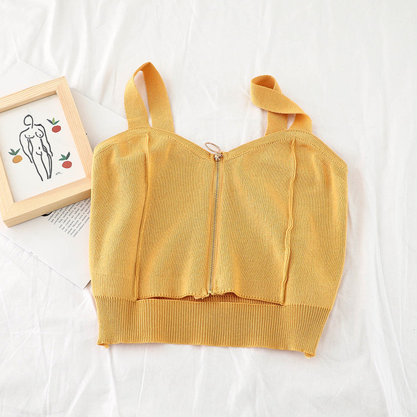 Top scurt de dama cu element de fermoar in mai multe culori