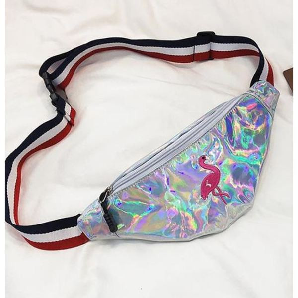 Geanta de dama de ultima generatie pentru talie cu broderie colorata