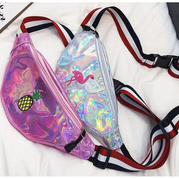 Geanta de dama de ultima generatie pentru talie cu broderie colorata