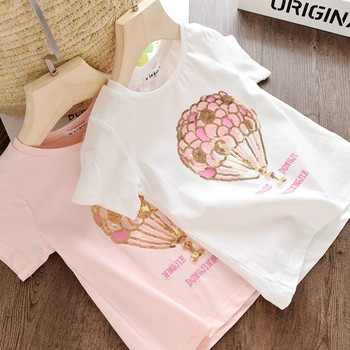 Παιδικό μπλουζάκι σε ροζ και λευκό χρώμα