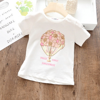 Детска тениска в розов и бял цвят
