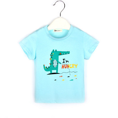 Детска модерна тениска в син цвят с апликация-за момчета