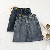 Fusta de dama moderna din denim cu nasturi