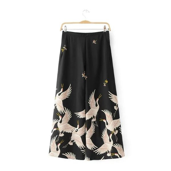 Pantaloni eleganti de dama cu aplicatii colorate