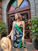 Virágmintás női szatén ruha